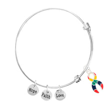 Load image into Gallery viewer, Large Autism Ribbon Retractable Charm Bracelets - Fundraising For A Cause