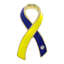 Load image into Gallery viewer, Large Blue &amp; Yellow Ribbon Pins - Fundraising For A Cause