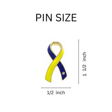 Load image into Gallery viewer, Large Blue &amp; Yellow Ribbon Pins - Fundraising For A Cause