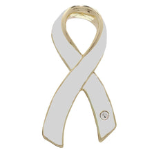 Load image into Gallery viewer, Large Bone Cancer White Ribbon Awareness Pins - Fundraising For A Cause