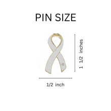 Load image into Gallery viewer, Large Bone Cancer White Ribbon Awareness Pins - Fundraising For A Cause