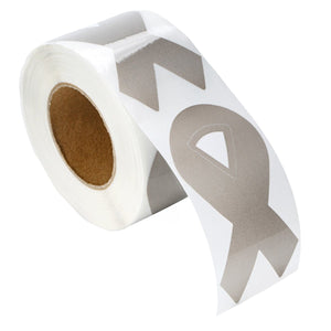 Large Brain Cancer Gray Ribbon Stickers (per Roll) - Fundraising For A Cause