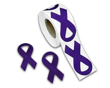 Load image into Gallery viewer, Large Crohn&#39;s Disease Purple Ribbon Stickers (250 per Roll) - Fundraising For A Cause