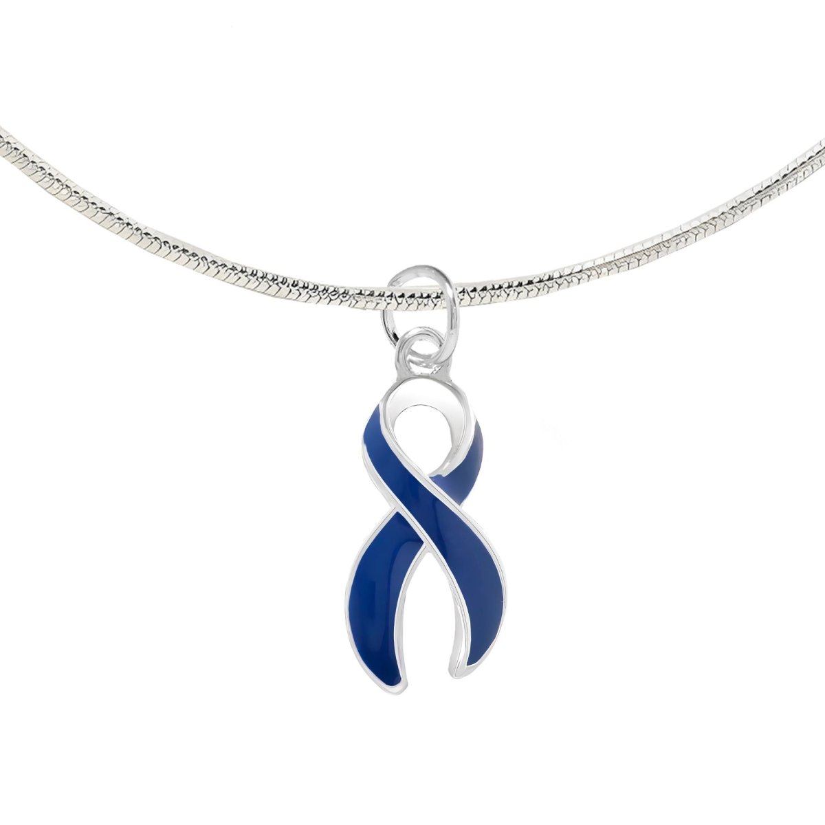 Large Dark Blue Ribbon Necklaces