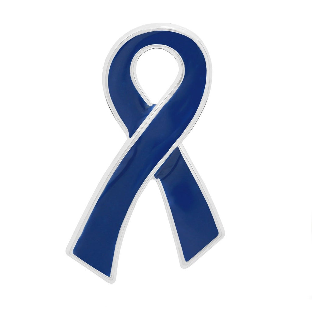 Large Flat Dark Blue Ribbon Pins - Fundraising For A Cause