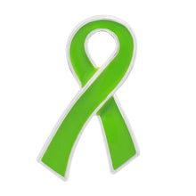 Load image into Gallery viewer, Large Flat Lime Green Ribbon Pins - Fundraising For A Cause
