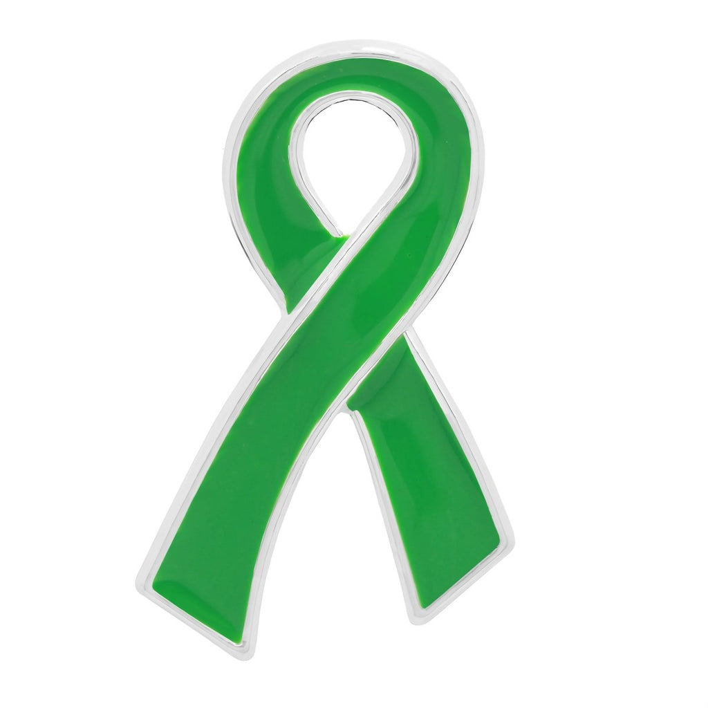 Large Flat Mental Health Awareness Green Ribbon Pins - Fundraising For A Cause