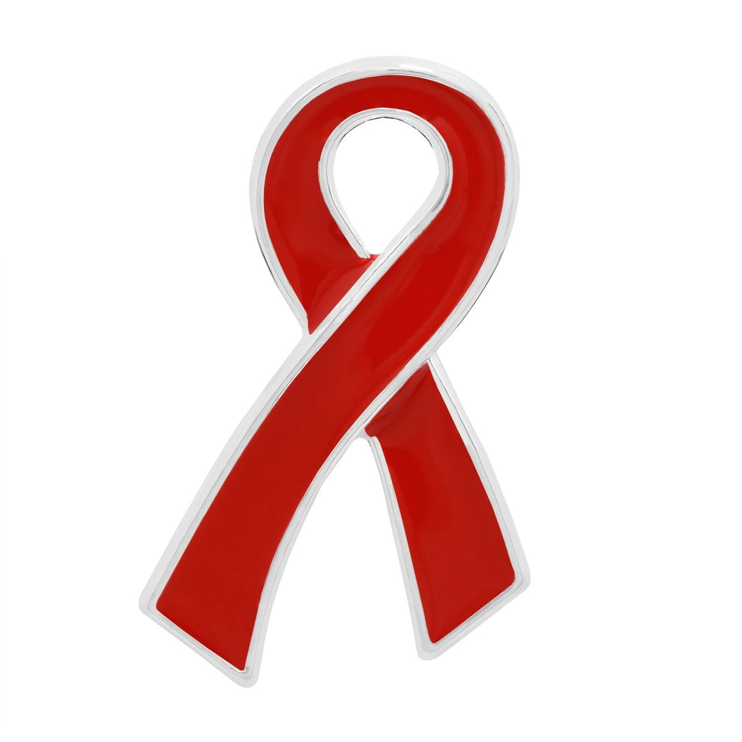 Large Flat Red Ribbon Pins - Fundraising For A Cause