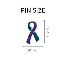 Load image into Gallery viewer, Large Flat Teal &amp; Purple Ribbon Pins - Fundraising For A Cause