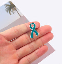 Load image into Gallery viewer, Large Flat Teal Ribbon Pins - Fundraising For A Cause