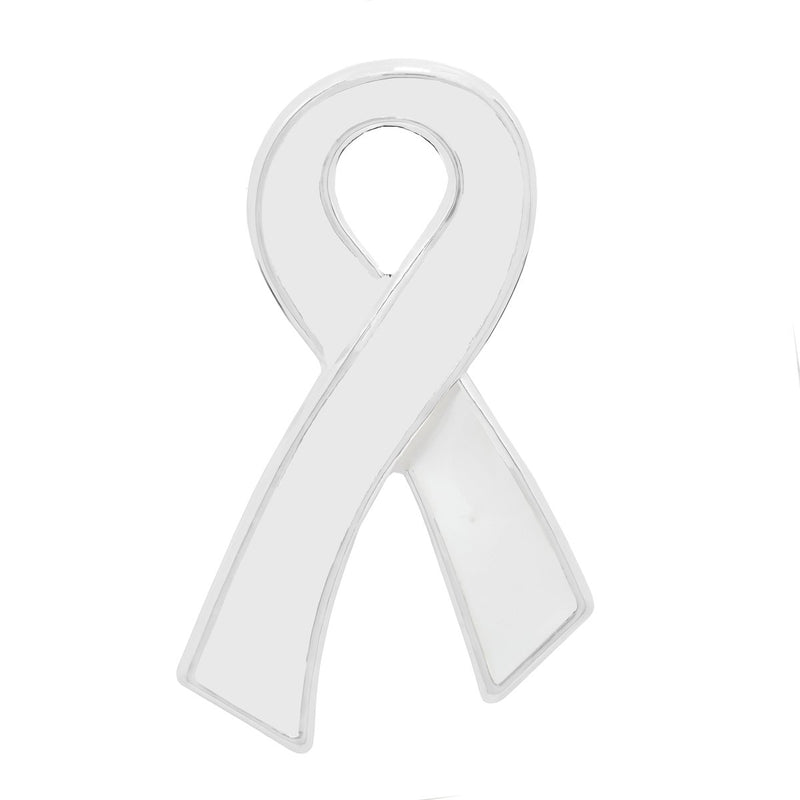 Large Flat White Ribbon Pins - Fundraising For A Cause