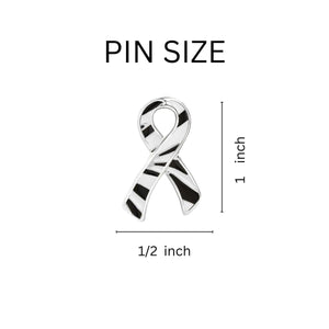 Large Flat Zebra Print Ribbon Pins - Fundraising For A Cause