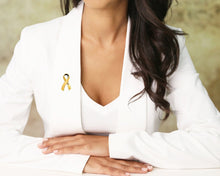 Load image into Gallery viewer, Large Gold Ribbon Awareness Pins - Fundraising For A Cause