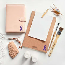 Load image into Gallery viewer, Large Pancreatic Cancer Purple Ribbon Stickers (250 per Roll) - Fundraising For A Cause