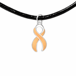 Large Peach Ribbon Black Cord Necklaces - Fundraising For A Cause