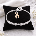 Large Peach Ribbon Charm Partial Beaded Bracelets - Fundraising For A Cause