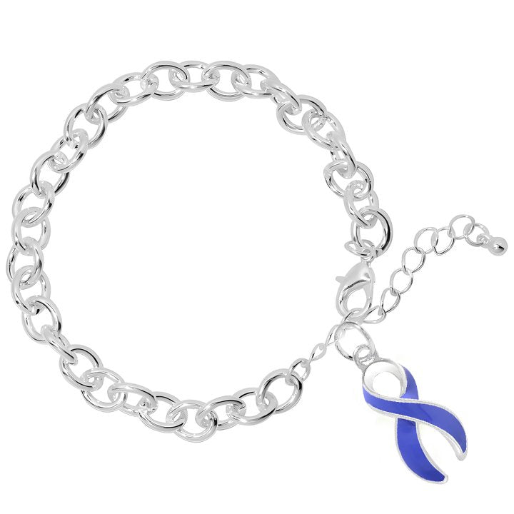 Large Periwinkle Ribbon Awareness Chunky Charm Bracelets - Fundraising For A Cause