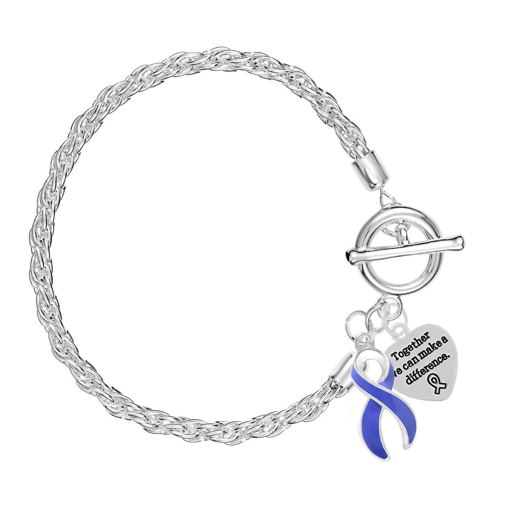 Large Periwinkle Ribbon Awareness Rope Style Charm Bracelets - Fundraising For A Cause