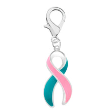 Load image into Gallery viewer, Large Pink &amp; Teal Ribbon Hanging Charms - Fundraising For A Cause