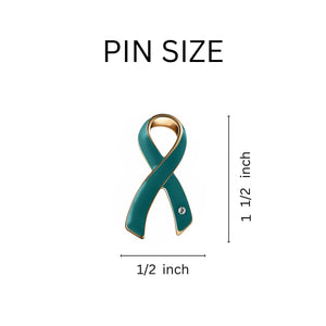 Large Teal Ovarian Cancer Ribbon Pins - Fundraising For A Cause