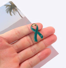 Load image into Gallery viewer, Large Teal Ovarian Cancer Ribbon Pins - Fundraising For A Cause