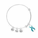 Large Teal Ribbon Retractable Bracelets - Fundraising For A Cause