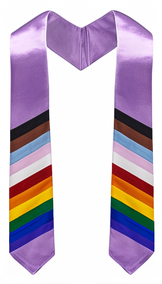 Lavender Graduation Stole with Daniel Quasar Flag Design - Fundraising For A Cause