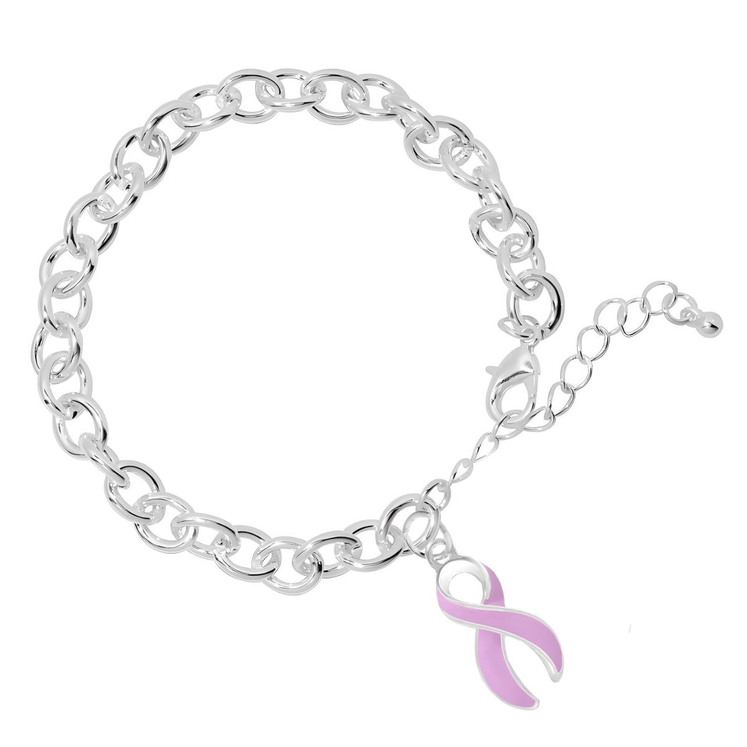 Lavender Ribbon Chunky Charm Bracelets - Fundraising For A Cause