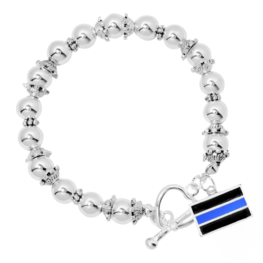 Law Enforcement Blue Line Beaded Charm Bracelets - Fundraising For A Cause