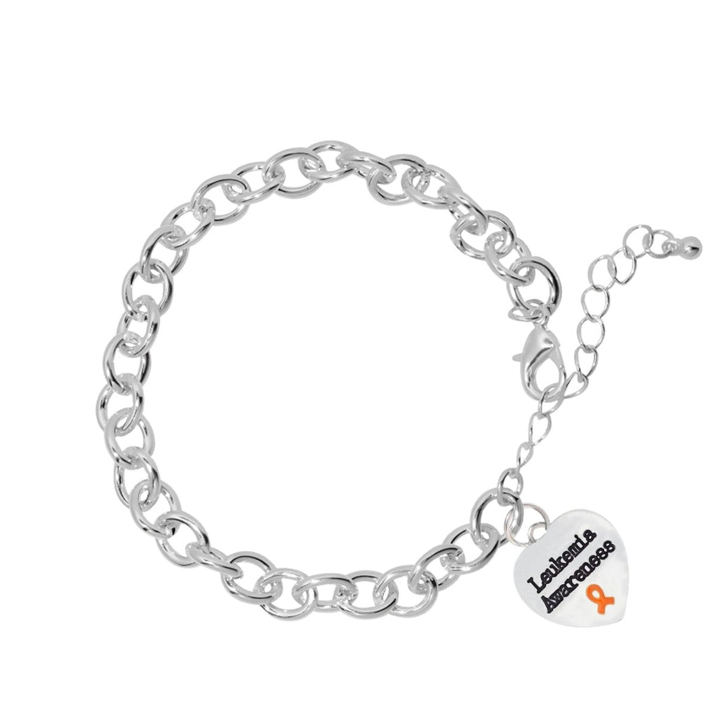 Leukemia Awareness Heart Charm Chained Style Bracelets - Fundraising For A Cause