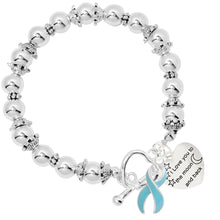 Load image into Gallery viewer, Light Blue Ribbon I Love You To The Moon Awareness Charm Beaded Bracelets - Fundraising For A Cause