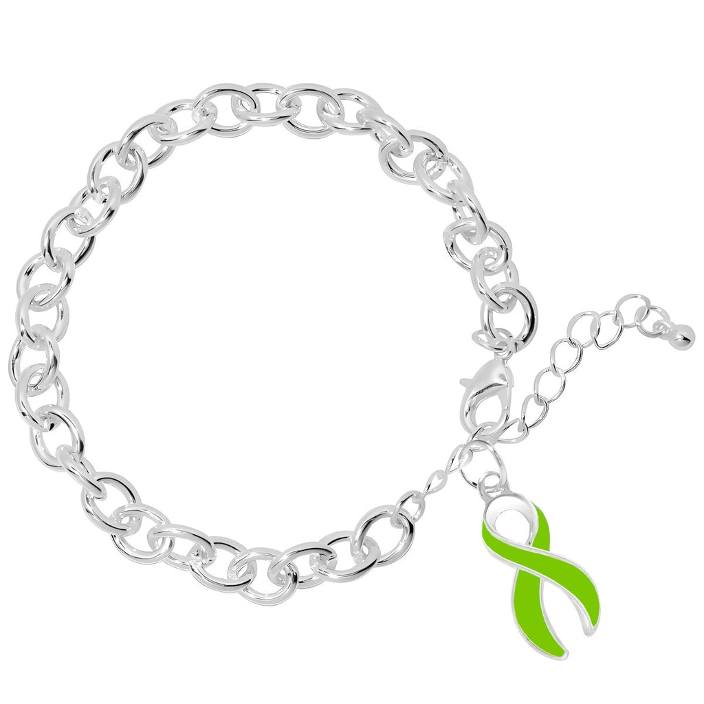 Lime Green Ribbon Chunky Charm Bracelets - Fundraising For A Cause