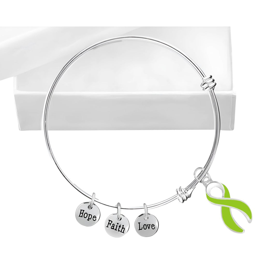 Lime Green Ribbon Retractable Charm Bracelets - Fundraising For A Cause