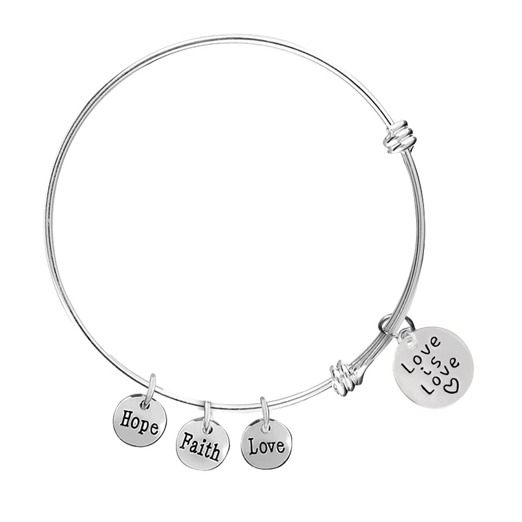 Love Is Love Circle Gay Pride Retractable Charm Bracelets - Fundraising For A Cause