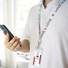 Load image into Gallery viewer, Love is Love LGBTQ Rainbow Heart Lanyards - Fundraising For A Cause