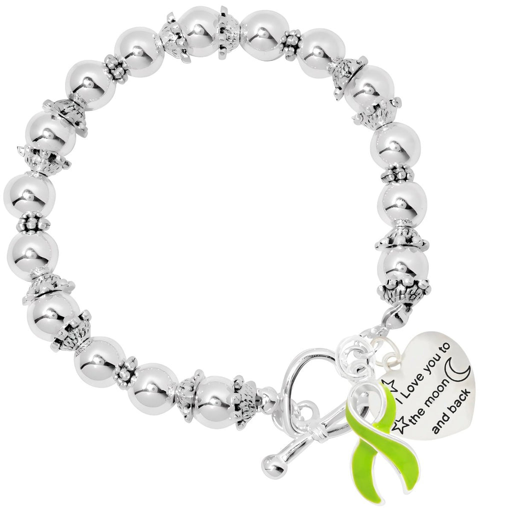 Love You To The Moon And Back Lime Green Ribbon Bracelets - Fundraising For A Cause