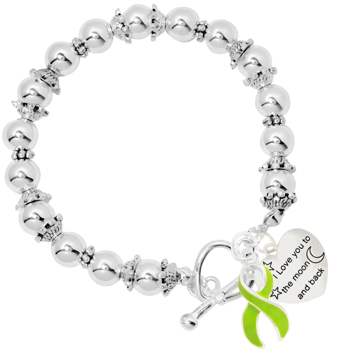 Love You To The Moon And Back Lime Green Ribbon Bracelets - Fundraising For A Cause