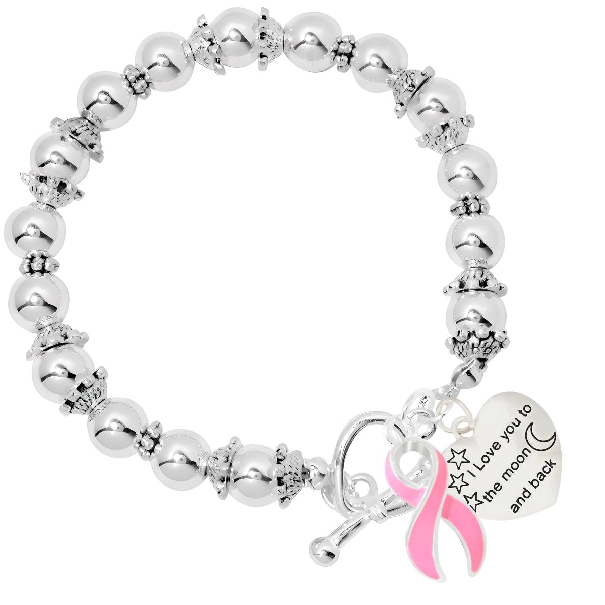 Love You To The Moon And Back Pink Ribbon Bracelets - Fundraising For A Cause