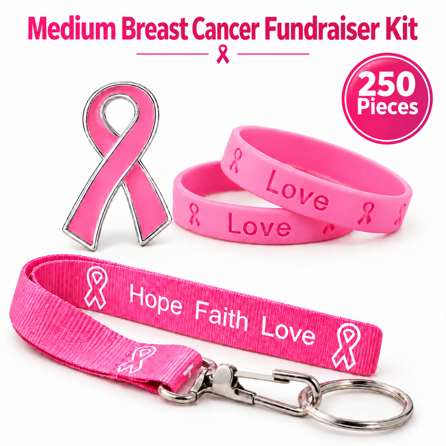 Medium Breast Cancer Fundraiser Kit - Pink Ribbon Fundraising Kit (250 Pieces)