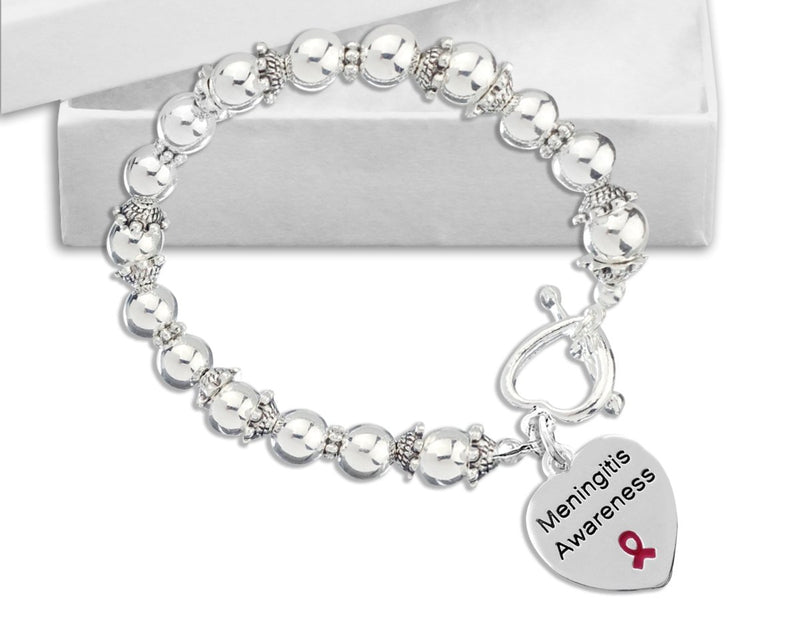 Meningitis Awareness Heart Charm Beaded Bracelets - Fundraising For A Cause