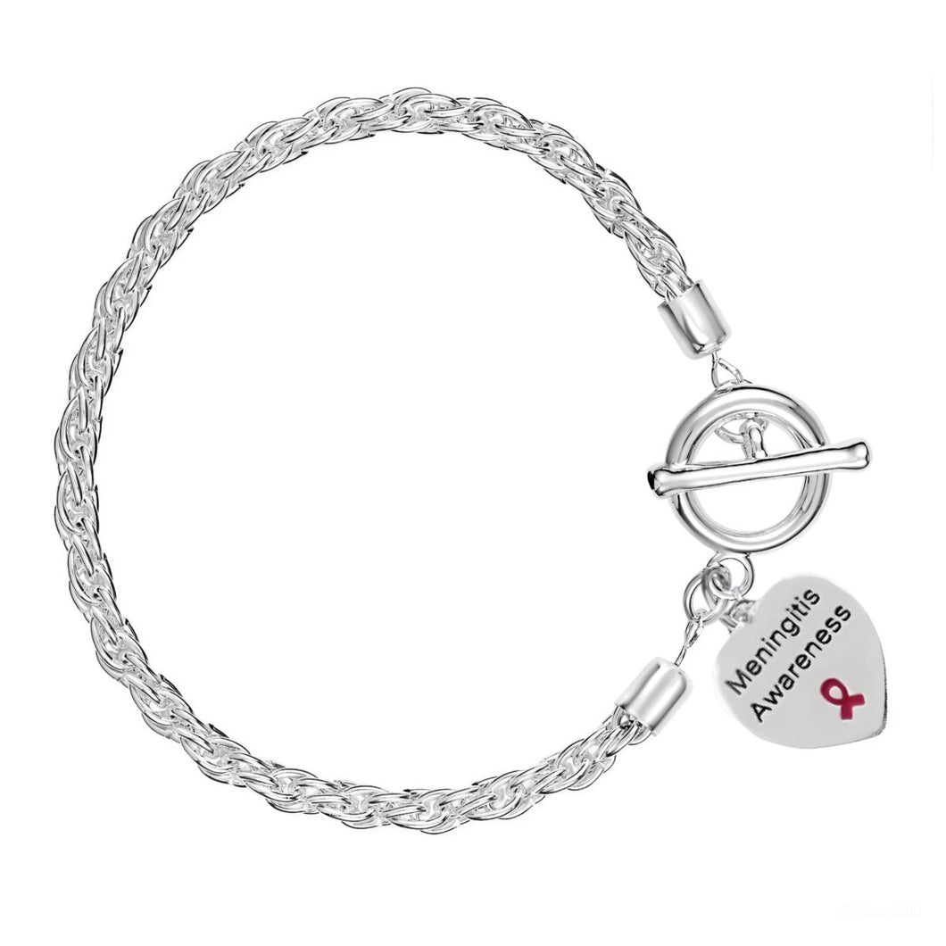 Meningitis Heart Charm Awareness Rope Style Bracelets - Fundraising For A Cause