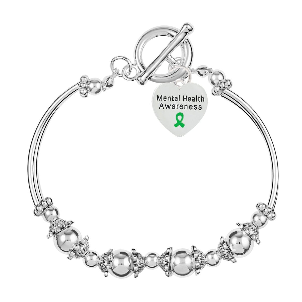 Mental Health Awareness Heart Charm Partial Beaded Bracelets - Fundraising For A Cause