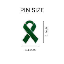 Load image into Gallery viewer, Affordable Mental Health Green Ribbon Awareness Pins - Ruler Shot