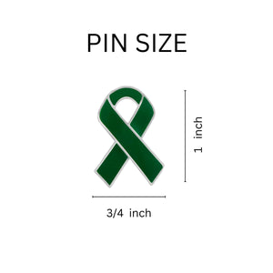 Affordable Mental Health Green Ribbon Awareness Pins - Ruler Shot