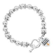 Load image into Gallery viewer, Multiple Sclerosis Heart Awareness Charm Silver Beaded Bracelets - Fundraising For A Cause