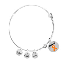 Load image into Gallery viewer, Orange Believe Ribbon Charm Retractable Bracelets - Fundraising For A Cause