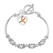 Load image into Gallery viewer, Orange Crystal Ribbon Awareness Bracelets - Fundraising For A Cause