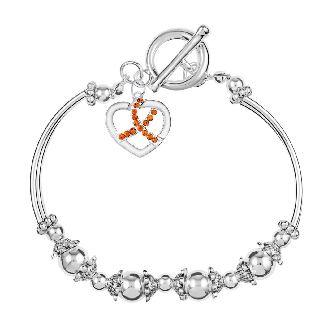 Orange Crystal Ribbon Awareness Bracelets - Fundraising For A Cause