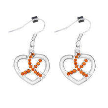 Load image into Gallery viewer, Orange Ribbon Crystal Heart Earrings - Fundraising For A Cause