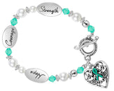 Ovarian Cancer Teal Ribbon Charm Bracelets - Fundraising For A Cause